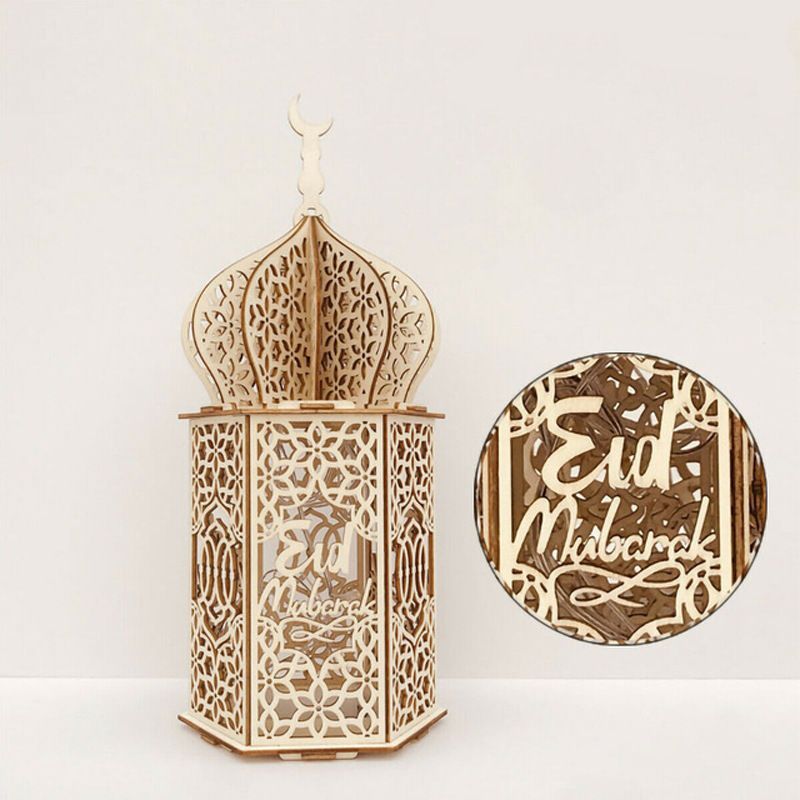 Holiday Castle Palace Dekorasjonslampe Led Tre Ramadan Håndverk