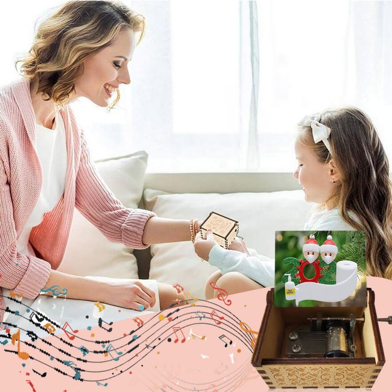 Tremusikkboks Håndsveivet Musikkboks Creative Painted Merry Christmas Music Box